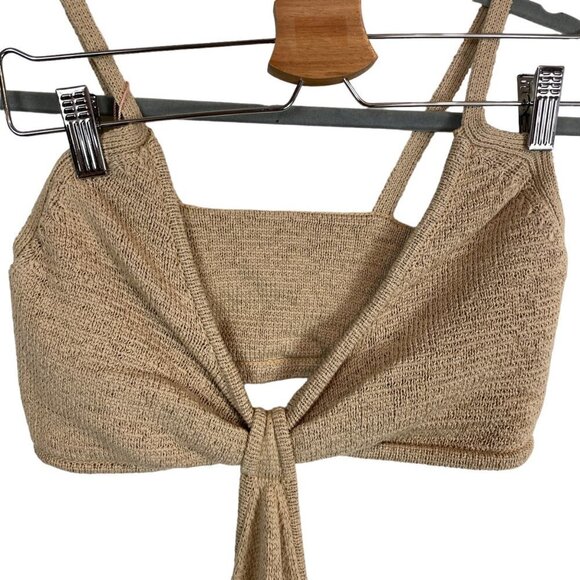 NWT Cult Gaia Serita Center Front Twist Cutout Woven Knit Maxi Dress Sand Size L - Picture 4 of 12